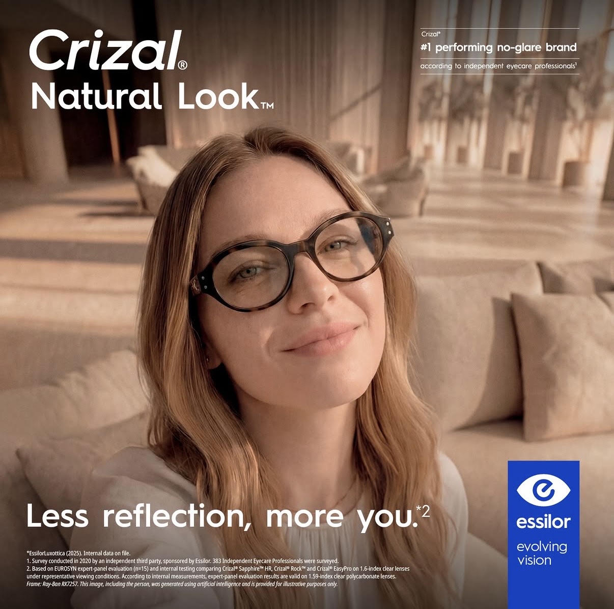 Crizal Natural Look: Less Reflection, More You